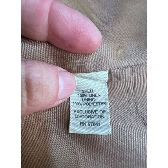 J. Jill Womens Tan Linen Blazer Jacket With 3/4 Sleeves & Button Closures size m - Picture 3 of 6